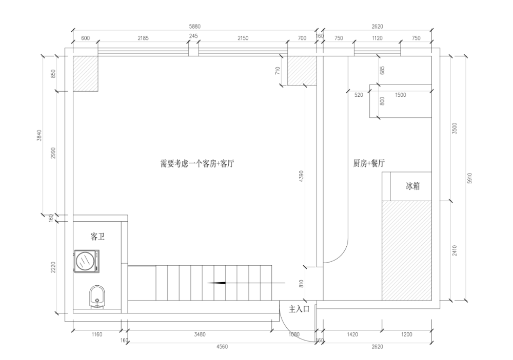 请大师指点一个家装方案_一层平面图