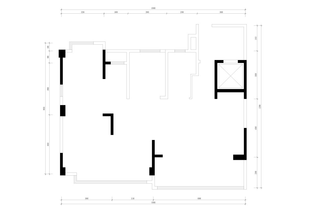 137m²的户型求高手平面规划_原始平面.jpg