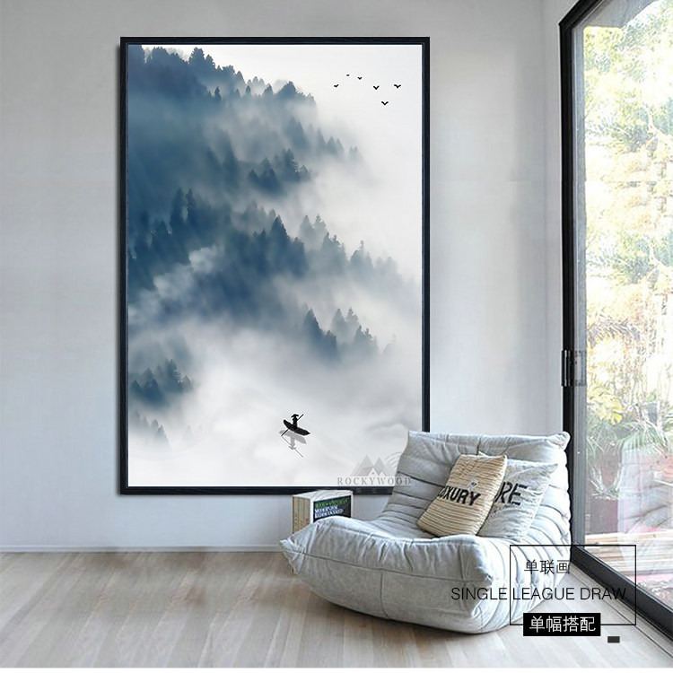 中式风格，带你领略中国古典美_山水画，是中式风格中常见的一种元素，从窗帘到装饰画，无一例外，都运用了山水画风格，既有传统中式风格的 ...