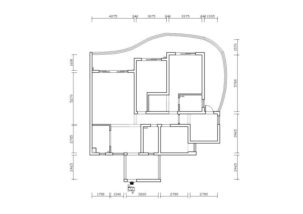 160平超大连通式景观阳台 求大神给点思维_原始结构-Model.jpg