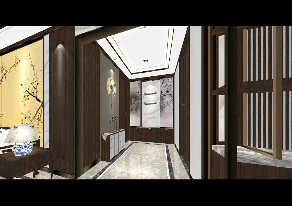 SketchUp 中式家装室内设计方案_03过道.jpg