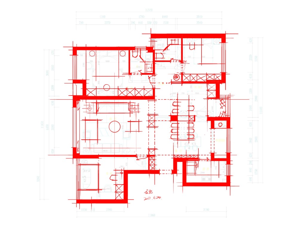建筑140m²的户型求优化，需要两个卫生间，两个睡房_11.24.jpg