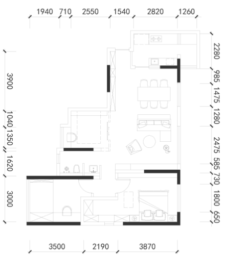 90m² 住宅，求方案交流指导！_方案图