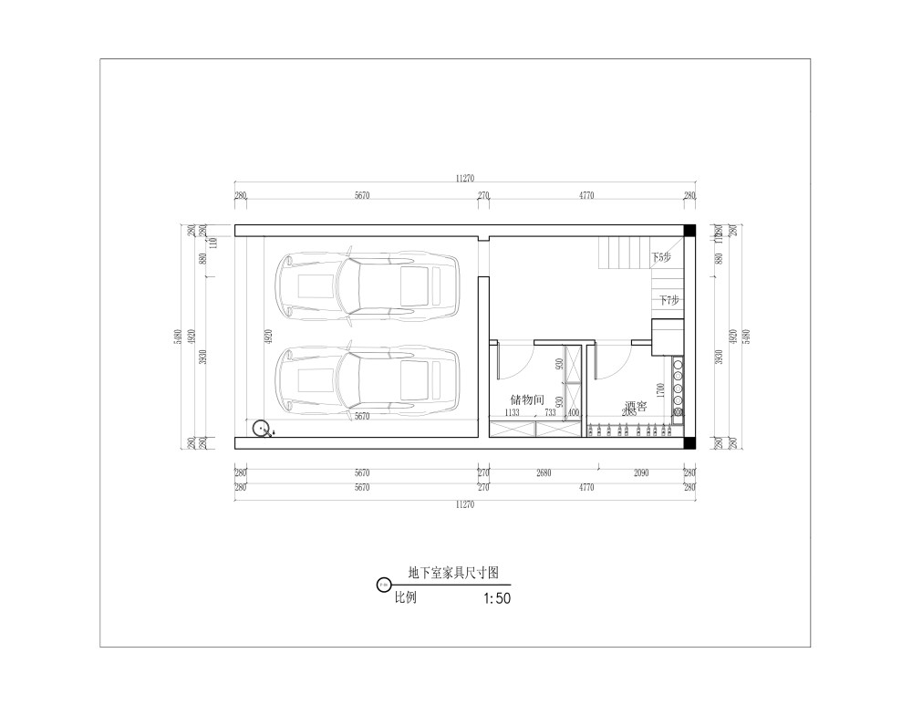 尖峰丽园排屋(地下室兼一层平面施工图）(2)-布局1.jpg