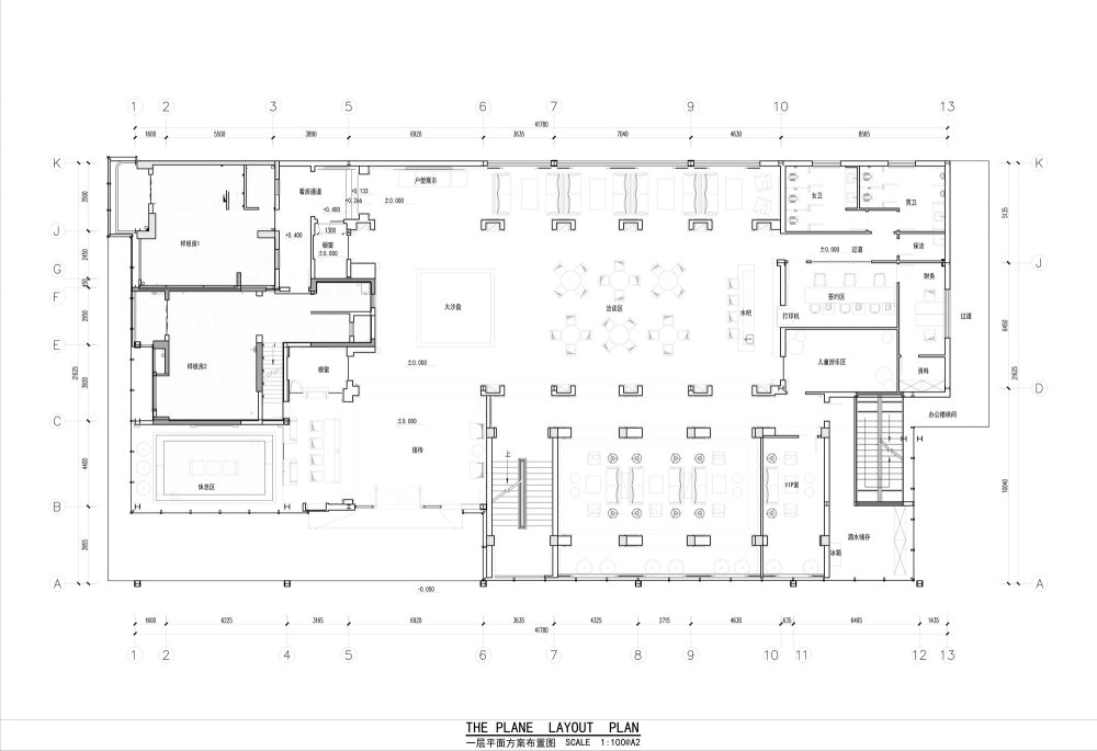 一套售楼处 CAD 实景案例_一层平面布置图.jpg