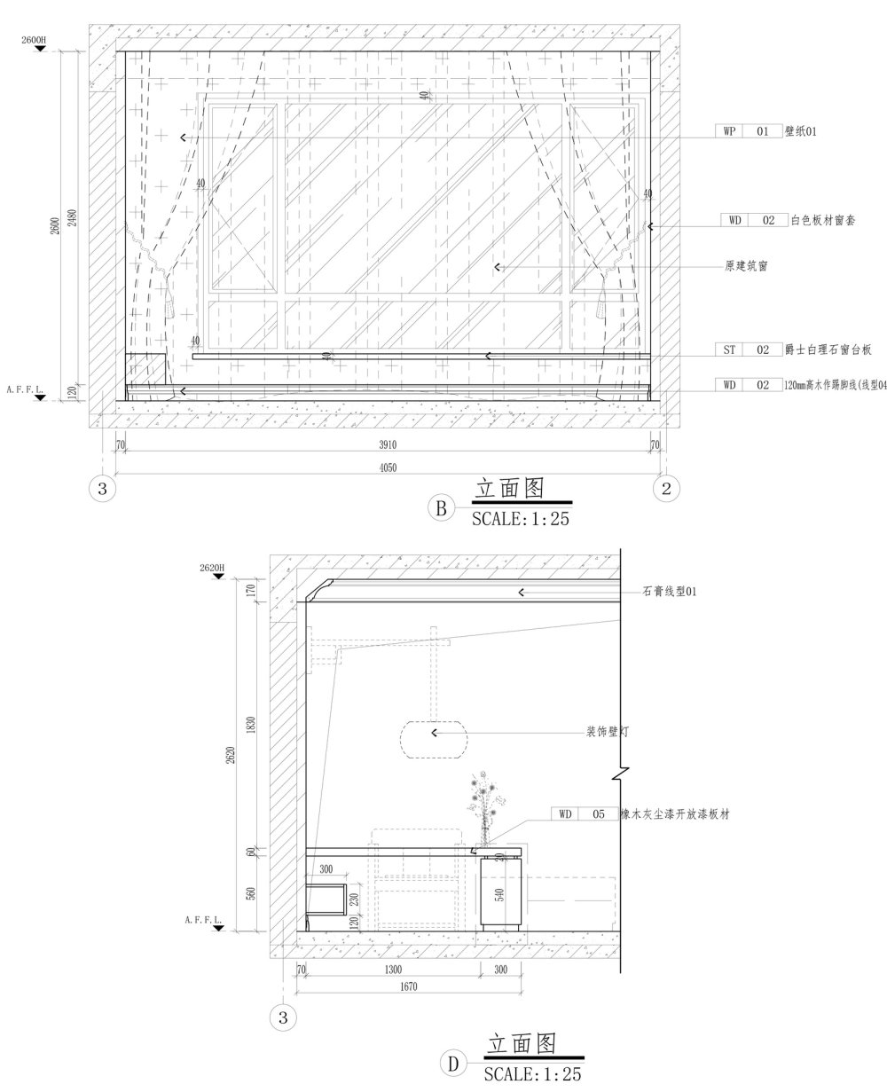 一套色彩斑斓的样板房含CAD 施工图_电视墙立面图02.jpg