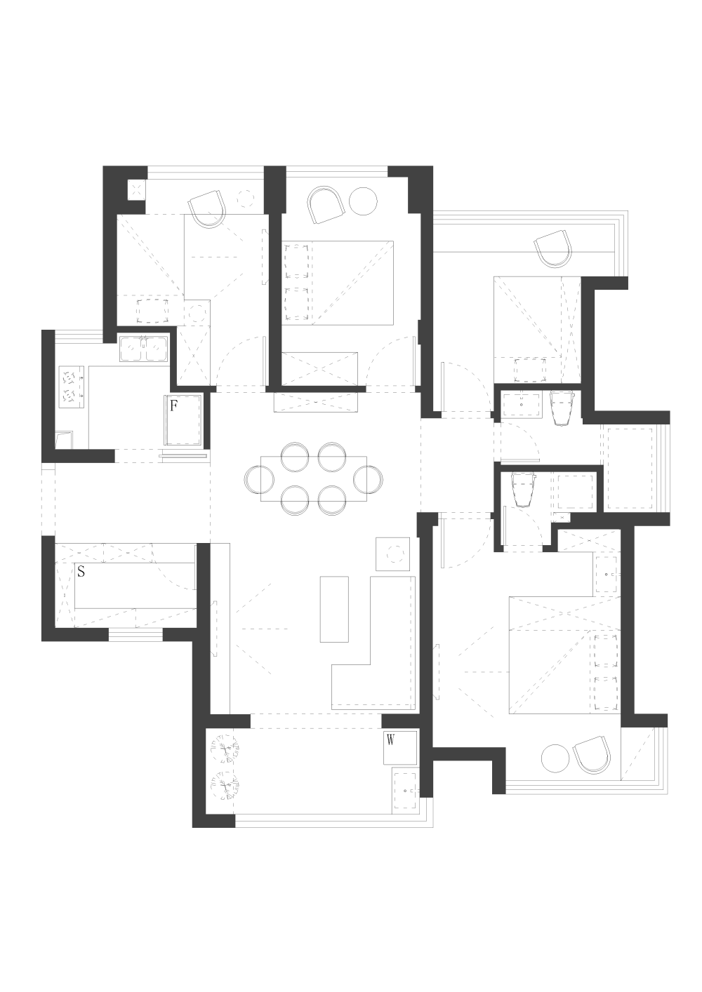 89平求四房双卫生间，求指导_新块1-Model.png