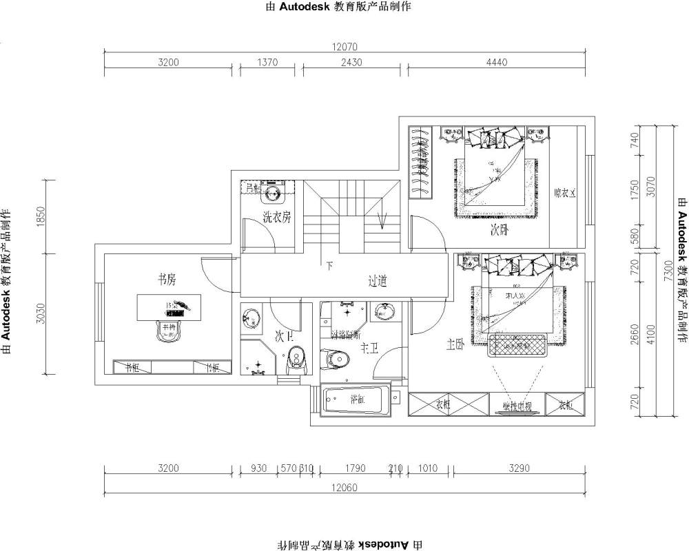 新手跪求，户型优化。_二层布置图