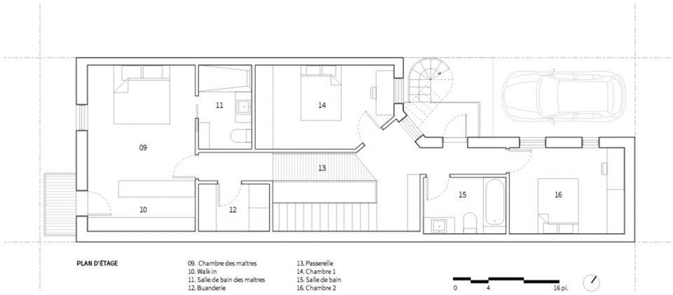 Rivard House 住宅，加拿大蒙特利尔 / L’Abri 事务所_二层平面，the first floor plan