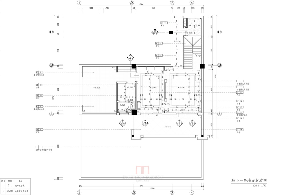 帝凯设计--福州金辉半岛别墅B户型含CAD施工图_地下一层地面材质图.jpg