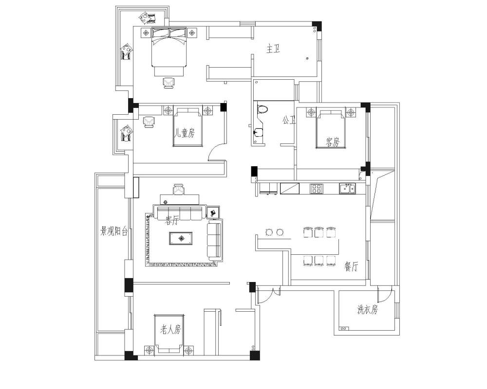 大平层方案设计   个人觉得我的方案空间太浪费 有没有大..._Drawing1 (1)-Model.jpg