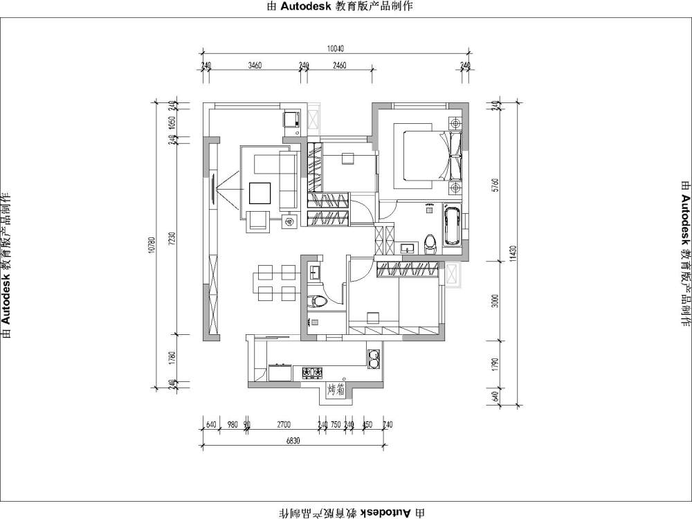 自家95平米房子，大家帮忙看看平面规划布局！特别是厨房_95ƽ-Model.jpg