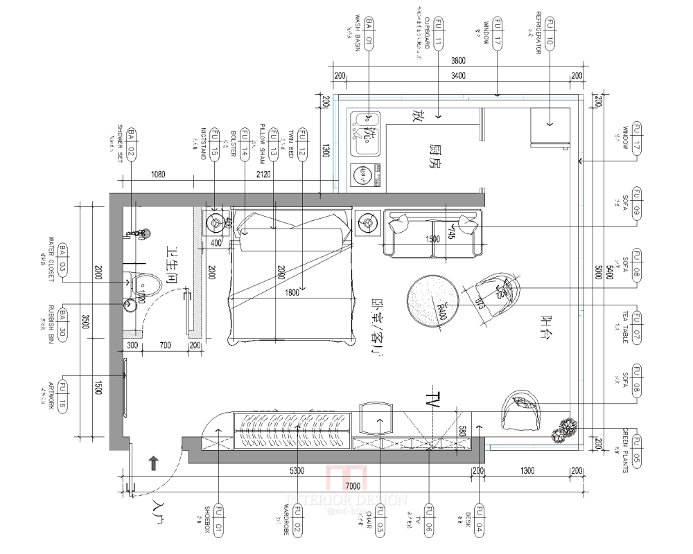 超小单身公寓—约吗？_根据建筑图出的方案