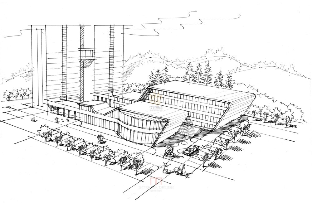 汉武手绘建筑手绘线稿