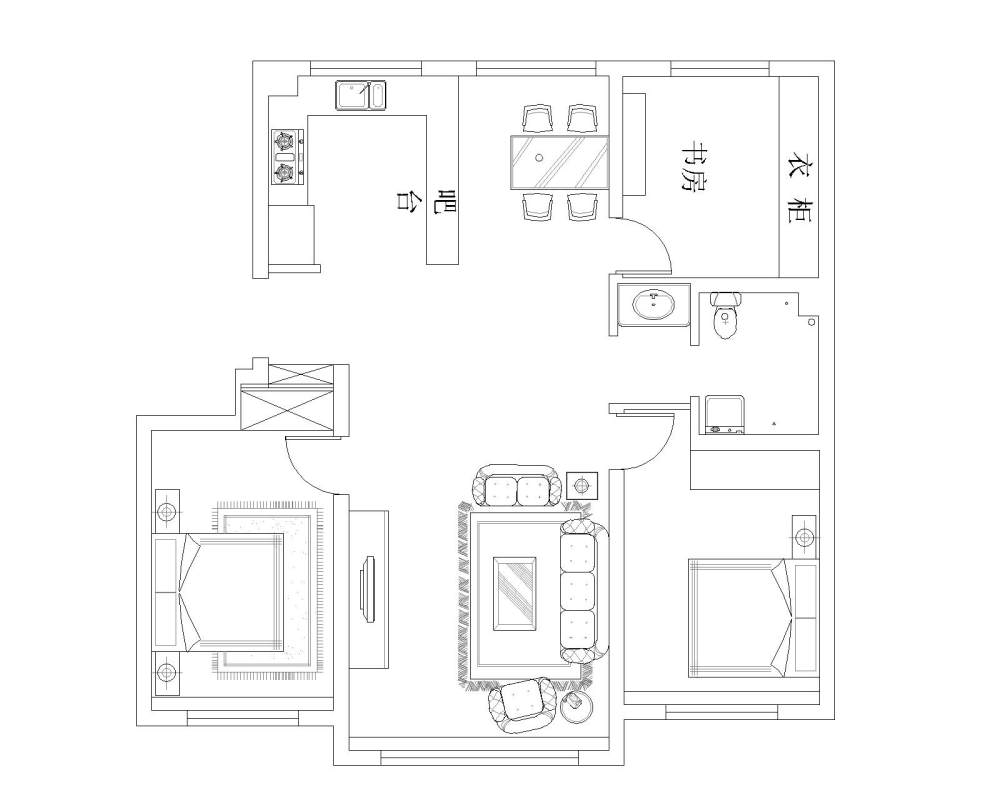 悬赏1000 116㎡住宅求大神帮我看看 优化一下   有CAD_新块22-模型.jpg