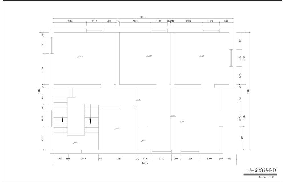 自建楼，我们家的房子，求大神们给点建议。_自建楼一层原始结构.jpg