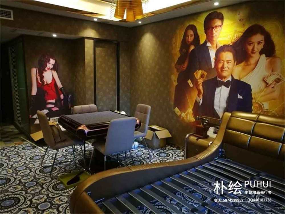 主题酒店设计壁画，情侣酒店房间壁画效果图