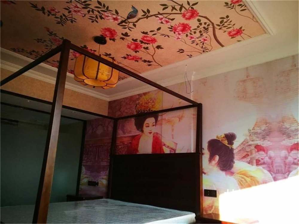 主题酒店设计壁画，情侣酒店房间壁画效果图