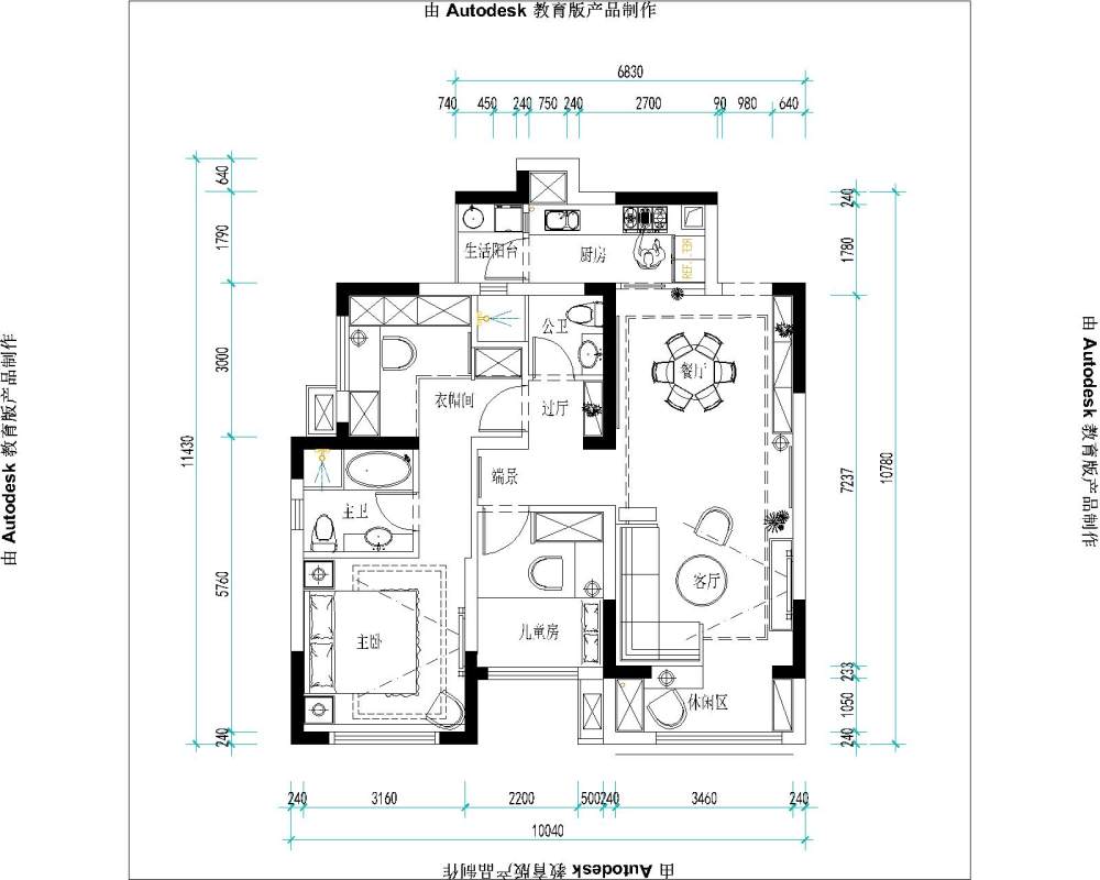 自家95平米房子，大家帮忙看看平面规划布局！特别是厨房_952ƽ-Model.jpg