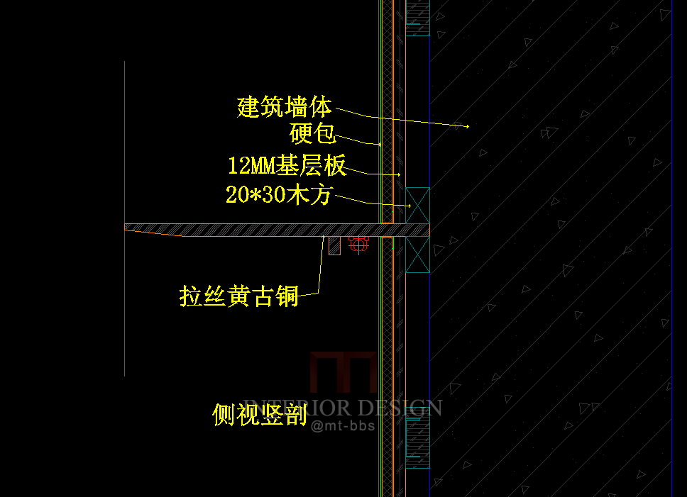 求助各位大神复式沙发背景墙节点做法_侧面竖剖