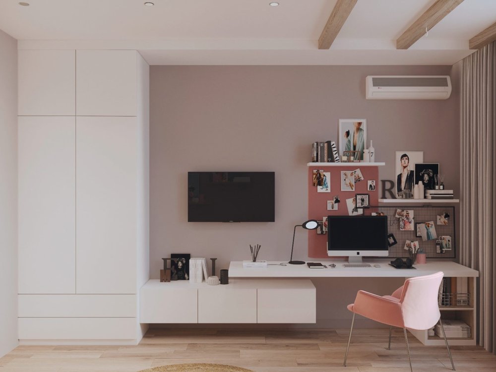 国外作品 | First Class Family Home With Blue, Pink And Gold Decor_pink-work-area.jpg