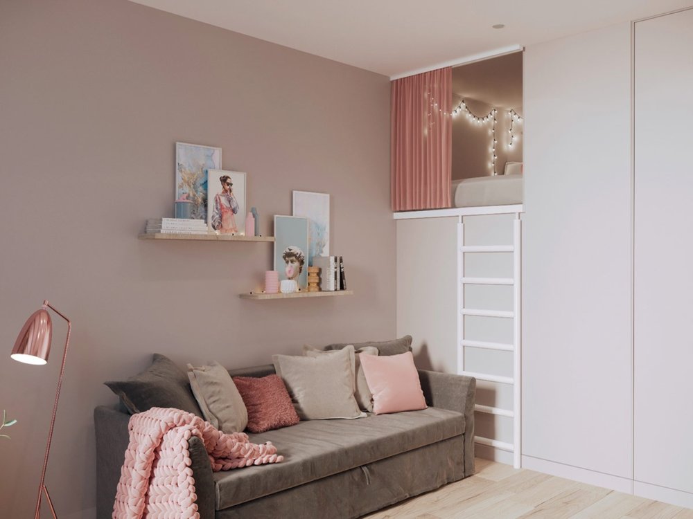 国外作品 | First Class Family Home With Blue, Pink And Gold Decor_pink-and-beige-bedroom.jpg