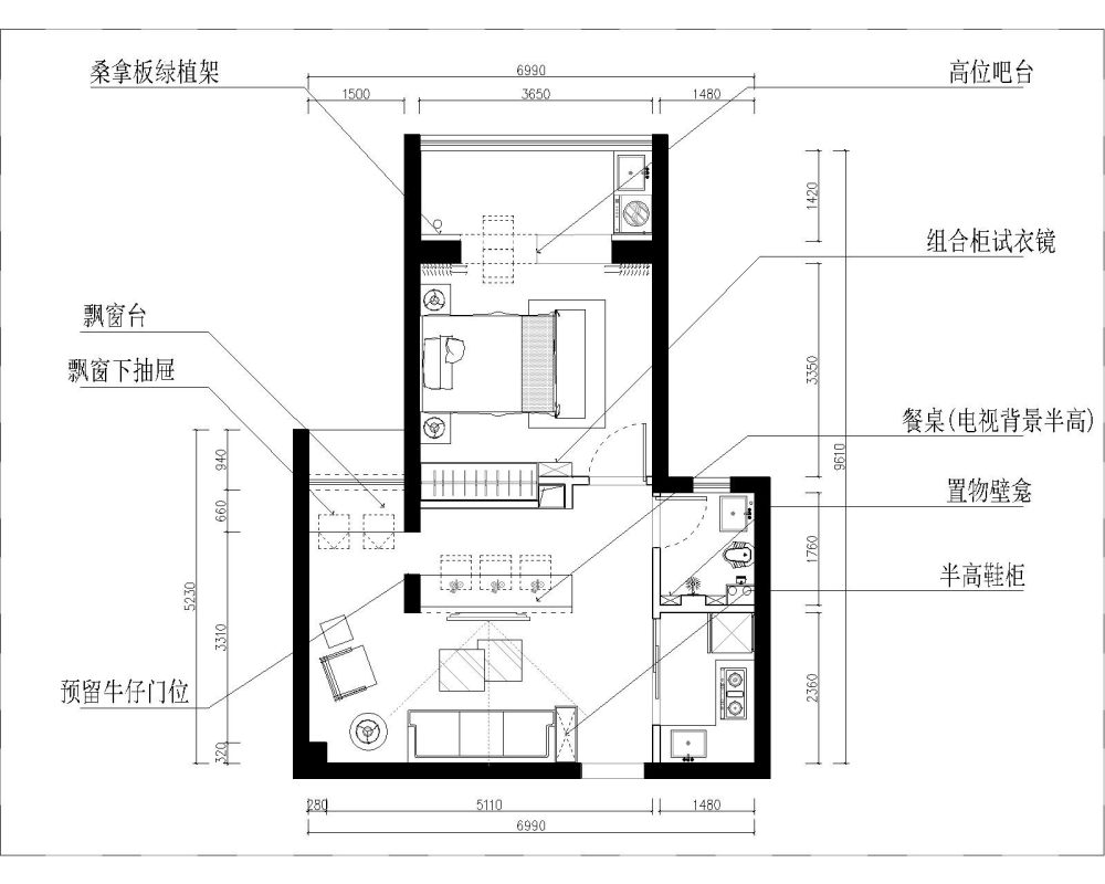 求B格套房平面方案布置图_平面