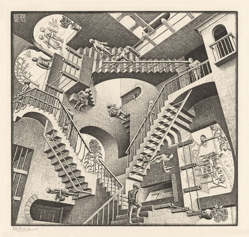 图51M.C.埃舍尔（M.C.Escher）《相对性》Relativity，1953.png