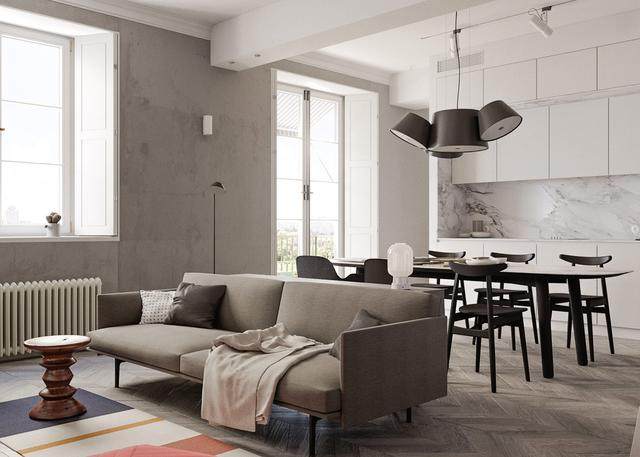 单色调的公寓场景空间設計，还带有一个隐秘的杂物间-2.jpg