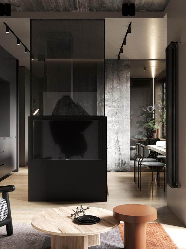 两个大胆暗黑色软装设计的小户型公寓场景空间設計-16.jpg