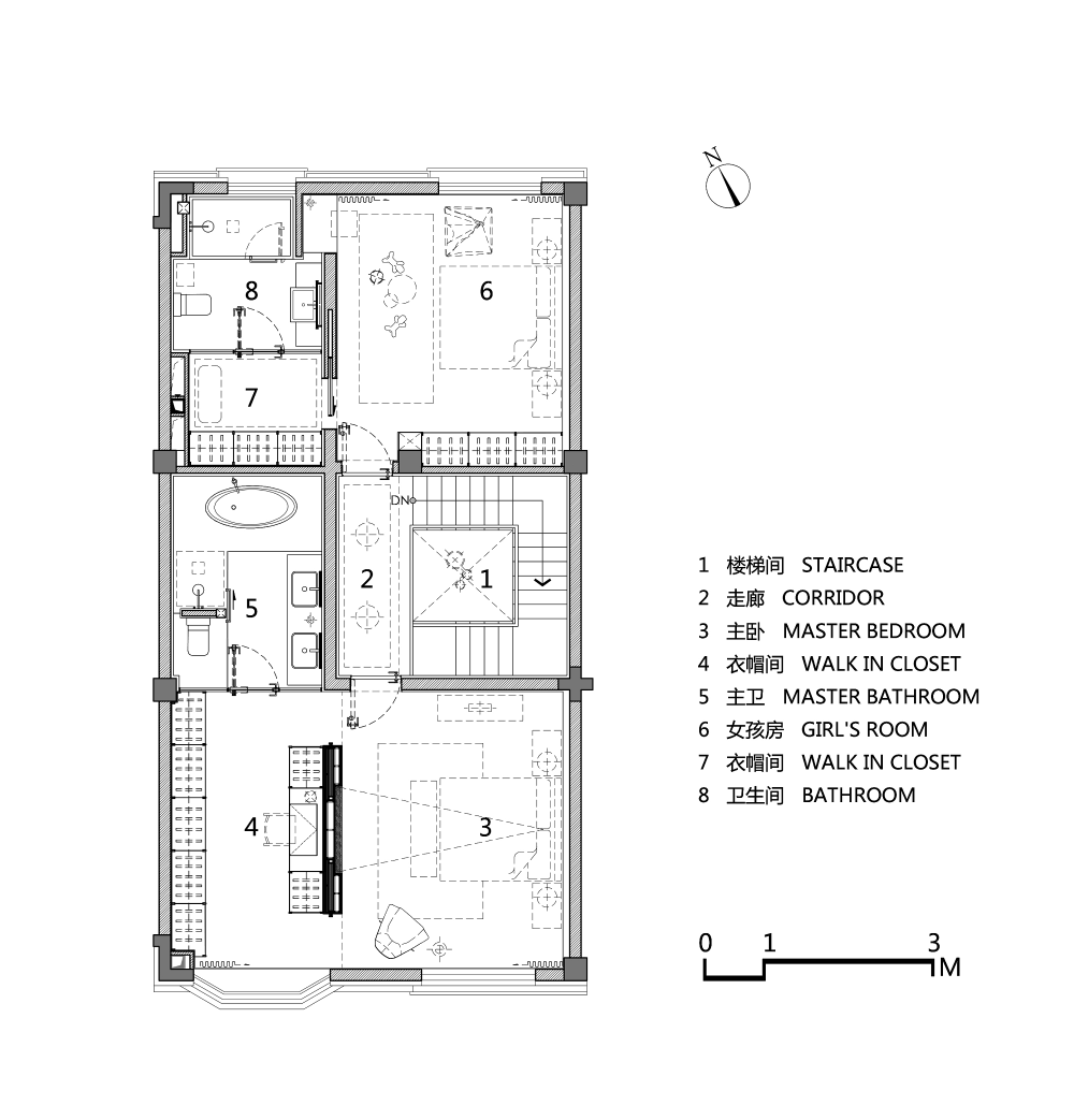 天津招商贝肯山橡实园别墅样板间平面图3F.png